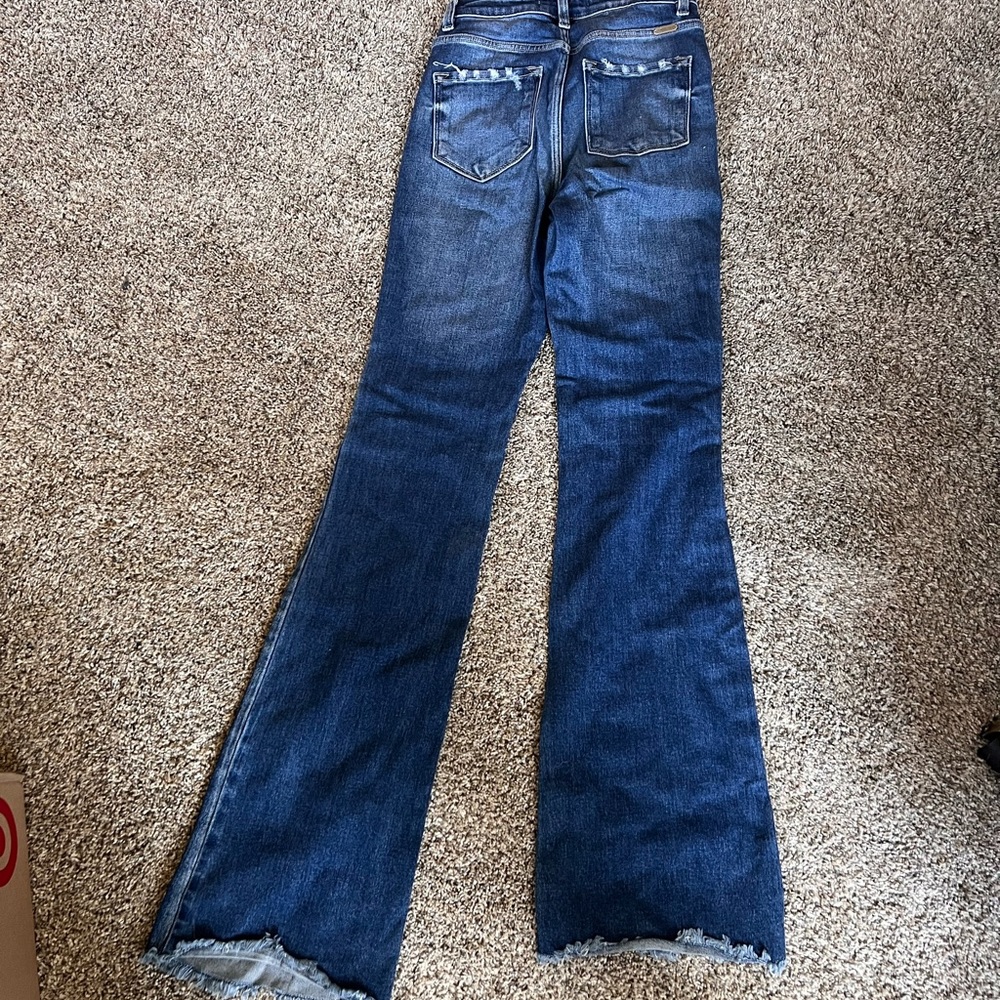 KanCan Frayed Hem Medium Wash Flare Jeans